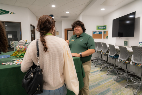 Acadedmic advisor talking with a student