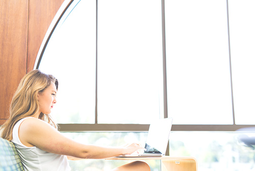 Girl using laptop