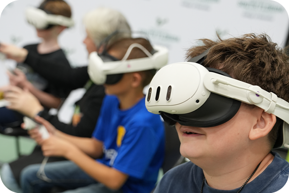 students wwearing VR headsets