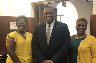 Left to right: Booker Elementary Principal Edwina Oliver, USFSM Diversity, Equity and Inclusion Officer Corey Posey and Ronnique Major-Hundley, a fifth grade teacher and USFSM community liaison.