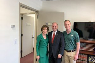 USFSM student Lukas Oest, right, and USF President Dr. Judy Genshaft met with state Sen. Ed Hooper.