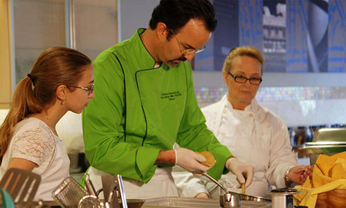 Chef teaching cooking.