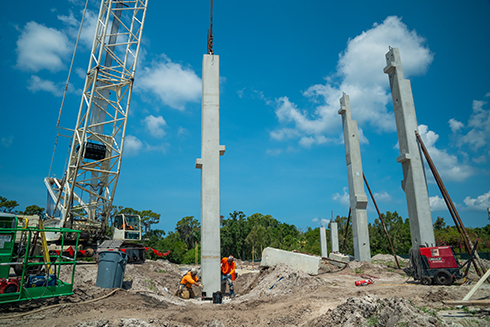 Construction at the new student housing building