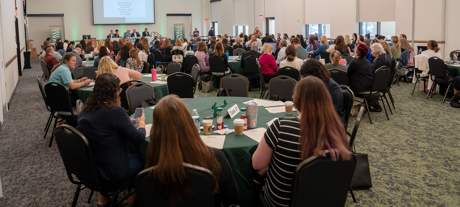 More than 200 people in USF Sarasota-Manatee Student Center Ballroom for 2025 Duvall Conference