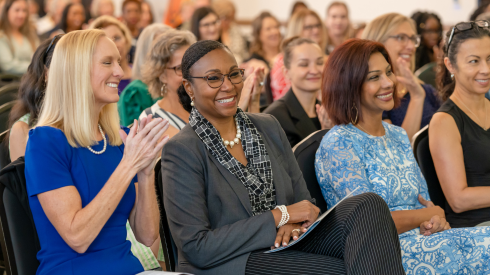 Sandy Weissm, Stephenie Whitfield, Triparna de Vreede, and Lisa Penney sitting together