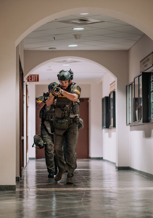 Swat team in hallway