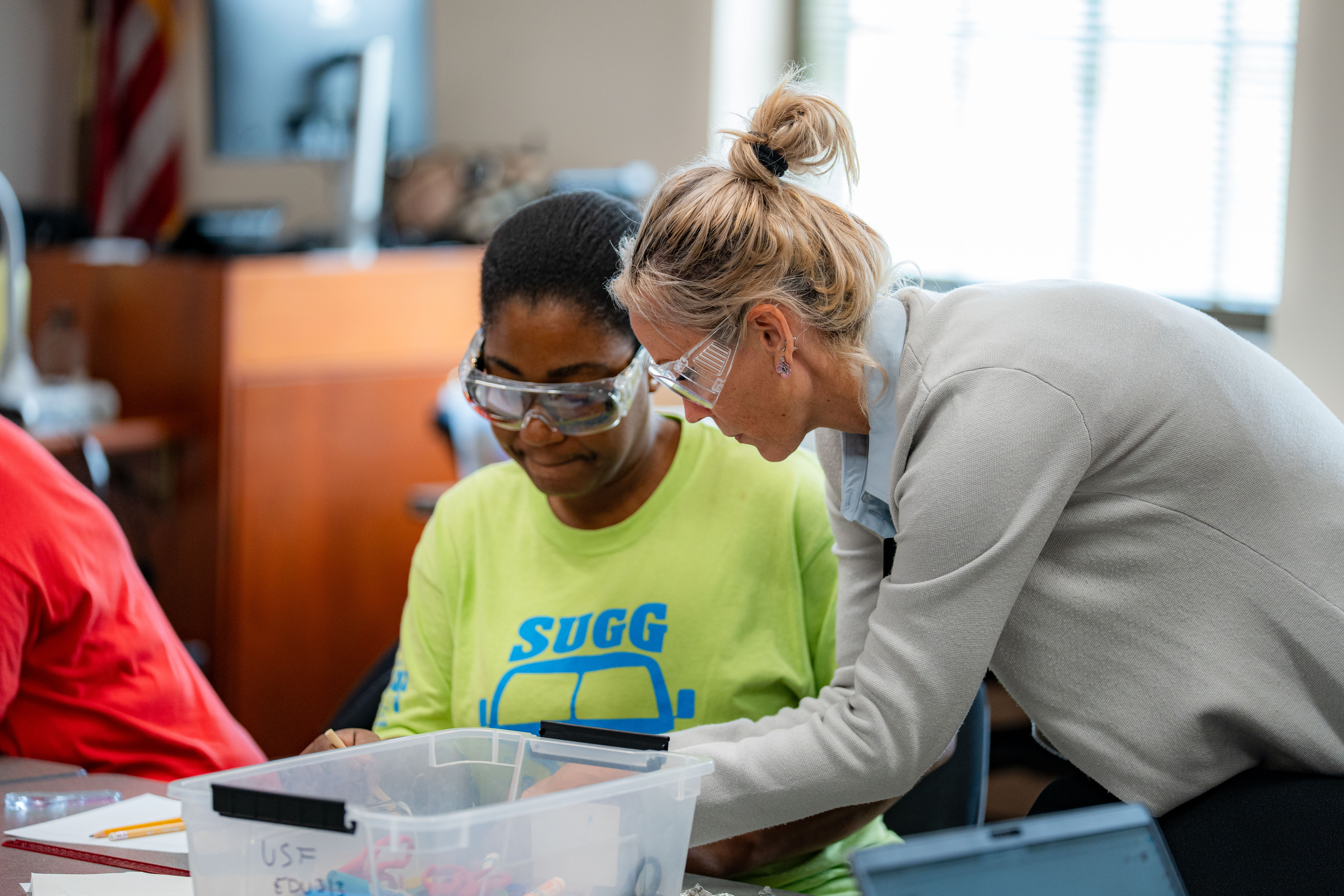 students in a room studying