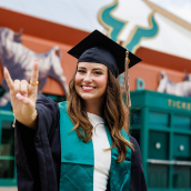 graduate posing go bulls